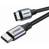 Cablu UGREEN de date US261 (50152), USB-C to USB-C, 3A, 60W, 2m, Nylon, gri