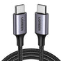 Cablu UGREEN de date US261 (50152), USB-C to USB-C, 3A, 60W, 2m, Nylon, gri