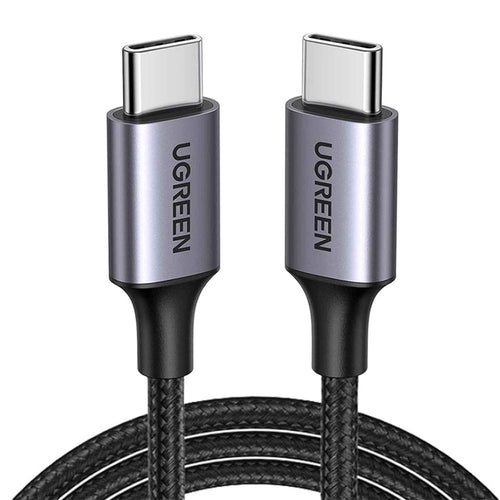 Cablu UGREEN de date US261 (50150), USB-C to USB-C, 3A, 60W, 1m, Nylon, gri