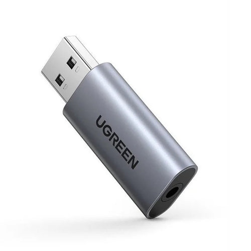 Adaptor UGREEN Audio Adapter CM383 (80864), USB to Jack 3.5mm, Stereo, Plug & Play, Supports Listening & Speaking, Gri