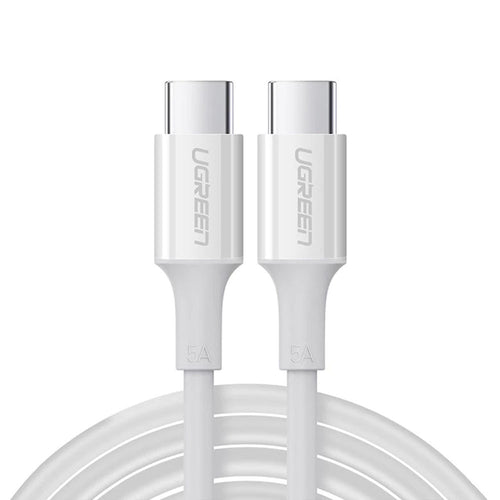 Cablu UGREEN de date US300 (60551), USB-C to USB-C, 5A, 100W, 1m, alb