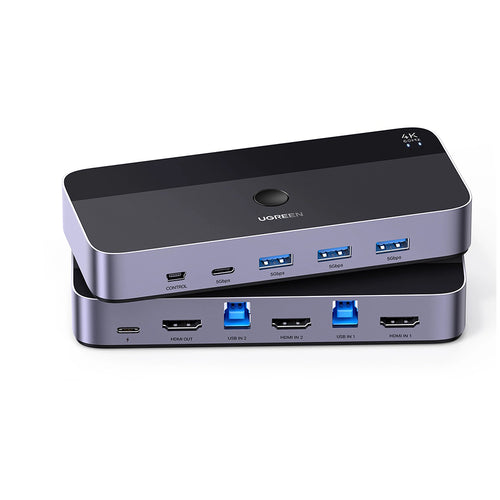 Adaptor UGREEN KVM Switch CM664 (15707), 2x HDMI 4K@60Hz, 2x USB-B, Mini USB to HDMI, 3x USB, USB-C, 5Gbps, Support 3D