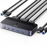 Adaptor UGREEN KVM Switch CM664 (15707), 2x HDMI 4K@60Hz, 2x USB-B, Mini USB to HDMI, 3x USB, USB-C, 5Gbps, Support 3D