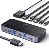Adaptor UGREEN KVM Switch CM664 (15707), 2x HDMI 4K@60Hz, 2x USB-B, Mini USB to HDMI, 3x USB, USB-C, 5Gbps, Support 3D