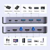 Adaptor UGREEN KVM Switch CM664 (15707), 2x HDMI 4K@60Hz, 2x USB-B, Mini USB to HDMI, 3x USB, USB-C, 5Gbps, Support 3D