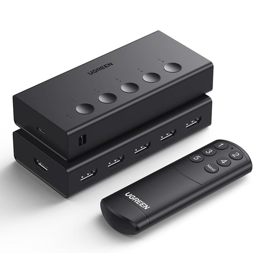 Adaptor UGREEN KVM Switch CM568 (90512), 5x HDMI, IR to HDMI 4K@60Hz, RGB Video, Supports 3D, Telecomanda, Lpcm2.0
