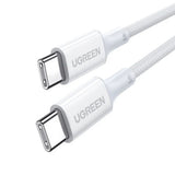 Cablu UGREEN de date US557 (15267), USB-C to USB-C, 5A, 100W, 1m, alb