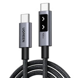 Cablu UGREEN de date L509 (35513), USB-C to USB-C, 5A, 100W, 3m, Nylon, gri