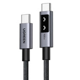 Cablu UGREEN de date L509 (45612), USB-C to USB-C, 5A, 100W, 0.5m, Nylon, gri