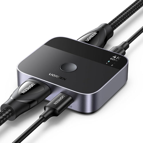 Adaptor UGREEN KVM Switch AW503 (55452), HDMI to 2x Type-C, HDMI, 4K@60Hz, Aluminum, Gri