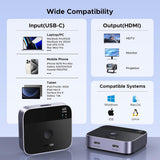 Adaptor UGREEN KVM Switch AW502 (55451), 2x Type-C to HDMI, 4K@60Hz, 24-bit/30-bit, RGB
