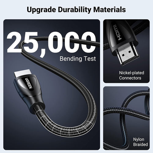 Cablu audio UGREEN Video Cable HD140 (80404), HDMI to HDMI, 8K@60Hz, 48Gbps High Speed, Audio-Video, ARC, HDR, 3m, negru