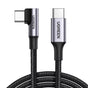 Cablu UGREEN de date US334 (70643), USB-C to USB-C 90 Degree Cable, Incarcare rapida 5A, 100W, 1m, Nylon, gri