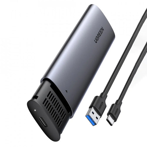 UGREEN Hard Drive Enclosure CM400 (10903), cu USB to Type-C Cable, USB-C to M.2 B-Key, pentru SSD SATA, 6Gbps, 2TB, Gri
