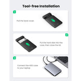 UGREEN Hard Drive Enclosure CM300 (70498), USB to USB-C Cable, HDD/SSD, SATA, Support ESD Anti-static, 6Gbps, Gri