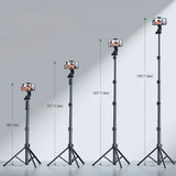Selfie stick UGREEN LP680 (15609), cu Tripod, Stable, Reglabil, 360°, Bluetooth Remote, 4-7.2inch Device, 1.8m, negru