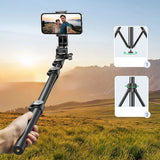 Selfie stick UGREEN LP680 (15609), cu Tripod, Stable, Reglabil, 360°, Bluetooth Remote, 4-7.2inch Device, 1.8m, negru