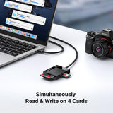 Cititor de carduri UGREEN Card Reader 4in1 CR125 (30333), USB3.0 to 1x SD Slot, 1x TF Slot, 1x CF Slot, 1x MS Slot, 170MB/s, negru
