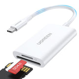 Cititor de carduri UGREEN Card Reader CM265 (35506), Type-C to TF/SD Card, Plug&Play, 170MB/s, 2TB, alb