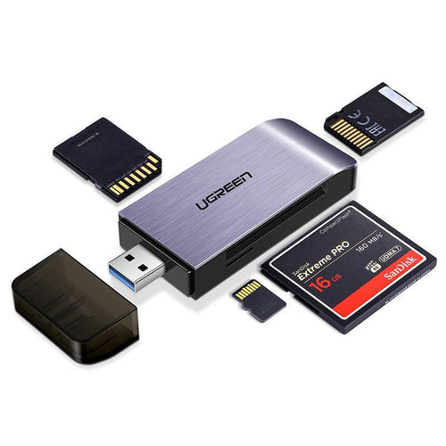 Cititor de carduri UGREEN Card Reader CM180 (50541), USB to SD/TF/CF/MS Card, Plug&Play, 512GB, 5Gbps, gri