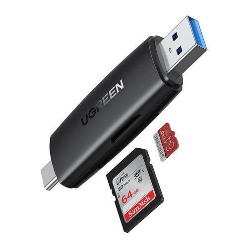 Cititor de carduri UGREEN Card Reader CM304 (80191), USB/Type-C to SD/TF Card, Plug&Play, 5Gbps, 2TB, negru