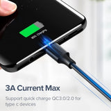 Cablu UGREEN de date US287 (60116), USB to Type-C, 3A, 18W, 1m, negru