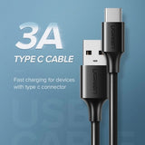 Cablu UGREEN de date US287 (60116), USB to Type-C, 3A, 18W, 1m, negru