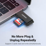 Cititor de carduri UGREEN Card Reader CM104 (40752), USB to SD/TF Card, 5Gbps, negru