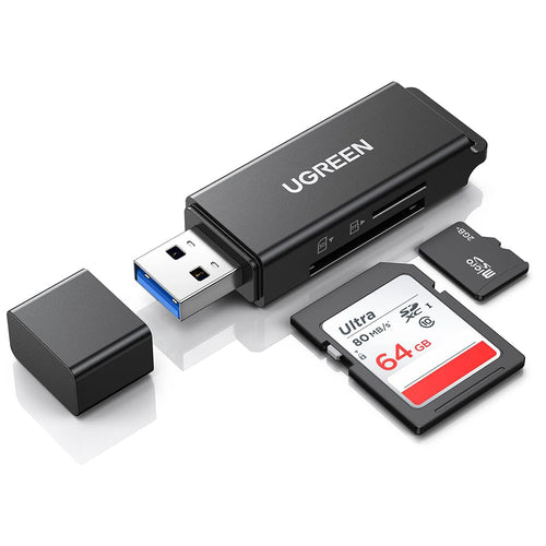 Cititor de carduri UGREEN Card Reader CM104 (40752), USB to SD/TF Card, 5Gbps, negru