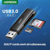 Cititor de carduri UGREEN Card Reader CM264 (60722), USB to SD/TF Card, 5Gbps, 512GB, Plug&Play, negru