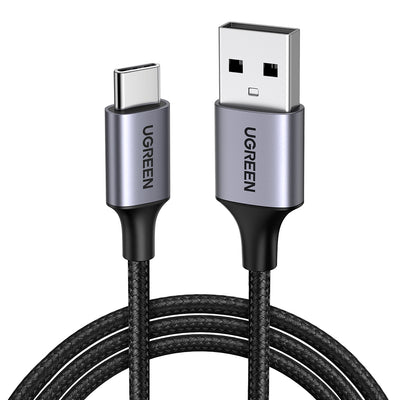 Cablu UGREEN de date US288 (60128), USB to Type-C, Incarcare rapida, 3A, 18W, 480Mbps, Nylon Braided, 2m, gri