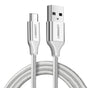Cablu UGREEN de date US288 (60133), USB to Type-C, Incarcare rapida, 3A, 18W, 480Mbps, Nylon Braided, 2m, alb