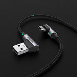 Cablu UGREEN de date Right Angle US176 (20857), USB to Type-C, Incarcare rapida, 18W, 3A, 2m, gri