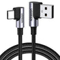 Cablu UGREEN de date Right Angle US176 (20857), USB to Type-C, Incarcare rapida, 18W, 3A, 2m, gri