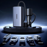 Incarcator auto UGREEN EC706 (35571), cu Splitter, USB, 3x Type-C, 150W, GaN, Incarcare rapida, 1m, negru