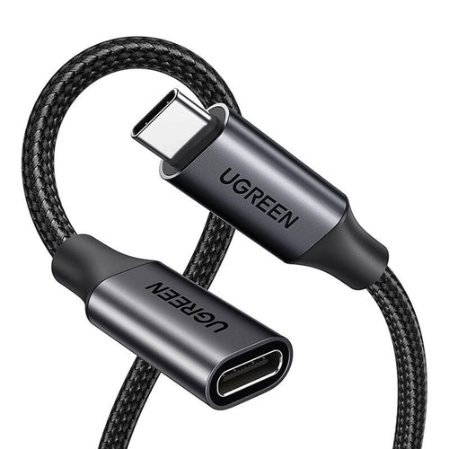 Cablu UGREEN de date US372 (45191), Type-C Male to Type-C Female, Incarcare rapida, 100W, 10Gbps, 1m, negru