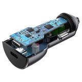 Incarcator auto UGREEN CD213 (70594), 2x USB-C, Incarcare rapida, 60W, LED Light, Thermal Guard, albastru