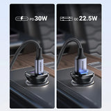 Incarcator auto UGREEN EC305 (25845), USB, Type-C, 30W, LED Light, Practical Design, negru