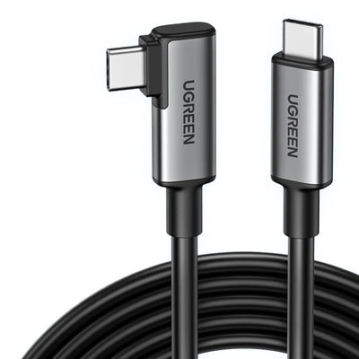Cablu UGREEN de date US551 (90629), Incarcare rapida, USB-C to USB-C Angled, pentru VR, Gaming, Oculus Quest, 5Gbps, 60W, 5m, negru