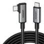 Cablu UGREEN de date US551 (90629), Incarcare rapida, USB-C to USB-C Angled, pentru VR, Gaming, Oculus Quest, 5Gbps, 60W, 5m, negru