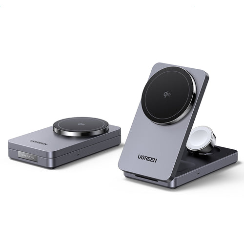 Incarcator wireless UGREEN W707 (45025), cu Incarcator retea, pentru Apple Watch, iPhone, AirPods, Qi2, 25W, gri