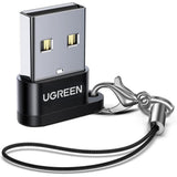 Adaptor UGREEN Adapter US280 (50568), USB to USB-C, Sync & Charge, Lanyard, 480Mbps, Negru