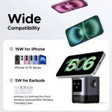Incarcator wireless UGREEN W709 (45775), 2in1, cu Smart Display, Funny Emoji, pentru iPhone, AirPods, USB-C, 25W, negru