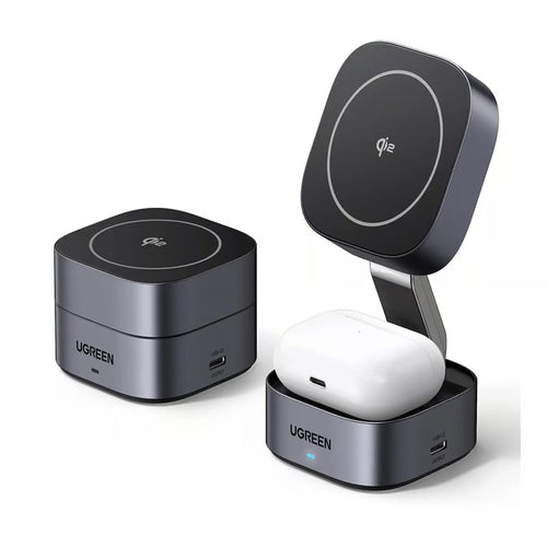Incarcator wireless UGREEN W702 (35316), cu Cable, MagSafe, pentru iPhone, AirPods, USB-C, Pliabil, 15W, 1m, negru