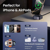 Incarcator wireless UGREEN W702 (35316), cu Cable, MagSafe, pentru iPhone, AirPods, USB-C, Pliabil, 15W, 1m, negru