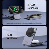 Incarcator wireless UGREEN W706 (45057), MagSafe, 2in1, pentru iPhone, AirPods, USB-C Cable, 20W, 3A, Qi2, MPP, 1m, alb