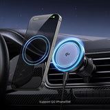 Suport auto UGREEN cu Wireless Charging W708 (35970), pentru Grila ventilatie, Qi2 15W, LED, N52 Magnets, Integrat Smart Chip, gri