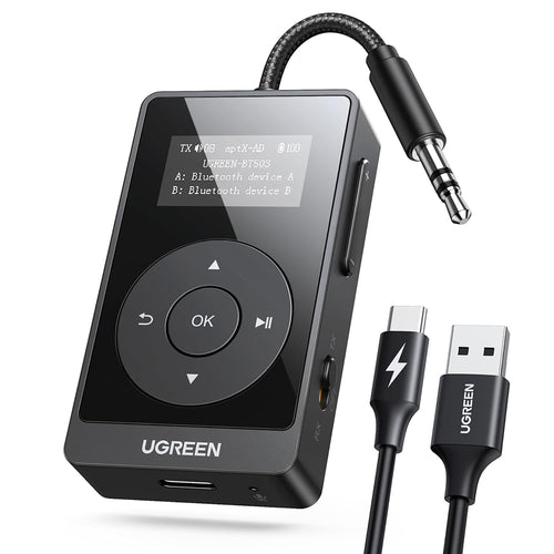 Adaptor UGREEN Transmitter Audio Adapter BT503 (45492), Type-C, Jack 3.5mm, Bluetooth 5.3, Hi-Res, OLED Display