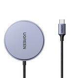 Incarcator wireless UGREEN Magnetic W703 (55206), Incarcare rapida, Universal, Qi2, 15W, 360°, Integrat Type-C Cable, 1.5m, gri