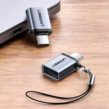 Adaptor UGREEN OTG Adapter US270 (50283), Type-C to USB, Plug si Play, 5Gbps, Anti-Lost Design cu Lanyard, Gri